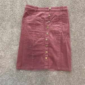 pink corduroy fitted skirt